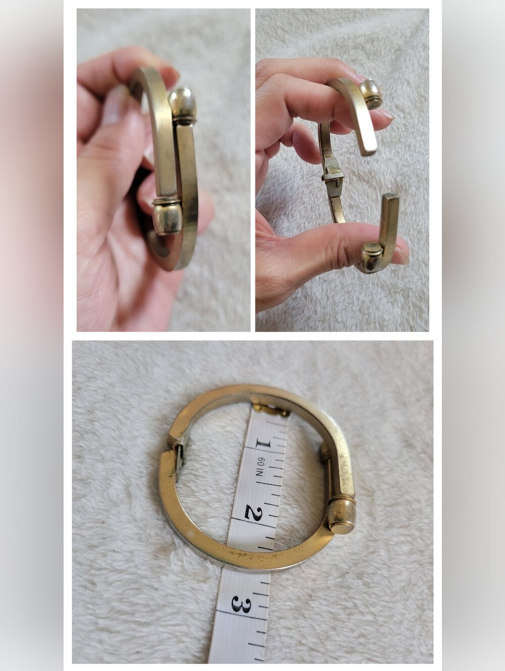 Mixed Y2K Gold/Rose/Bronze Tone Metal Rustic Hinge Cuff Bracelet Bundle [4pc] - Picture 9 of 11